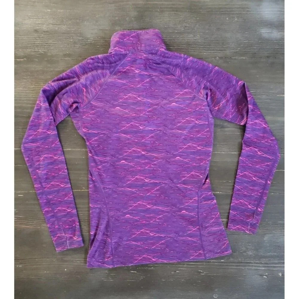 Nike Pro Combat Shirt Purple Dri Fit Fitted 1/4 Zip Thumb Holes Logo Women Sz S - Picture 2 of 15